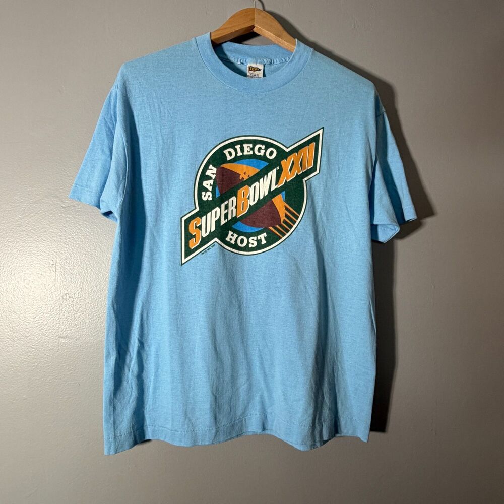 Trench Super Bowl XXII T Shirt XL Vintage 1987 San Diego Host NFL Made USA